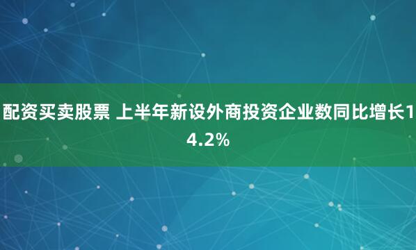 配資買賣股票 上半年新設外商投資企業數同比增長14.2%